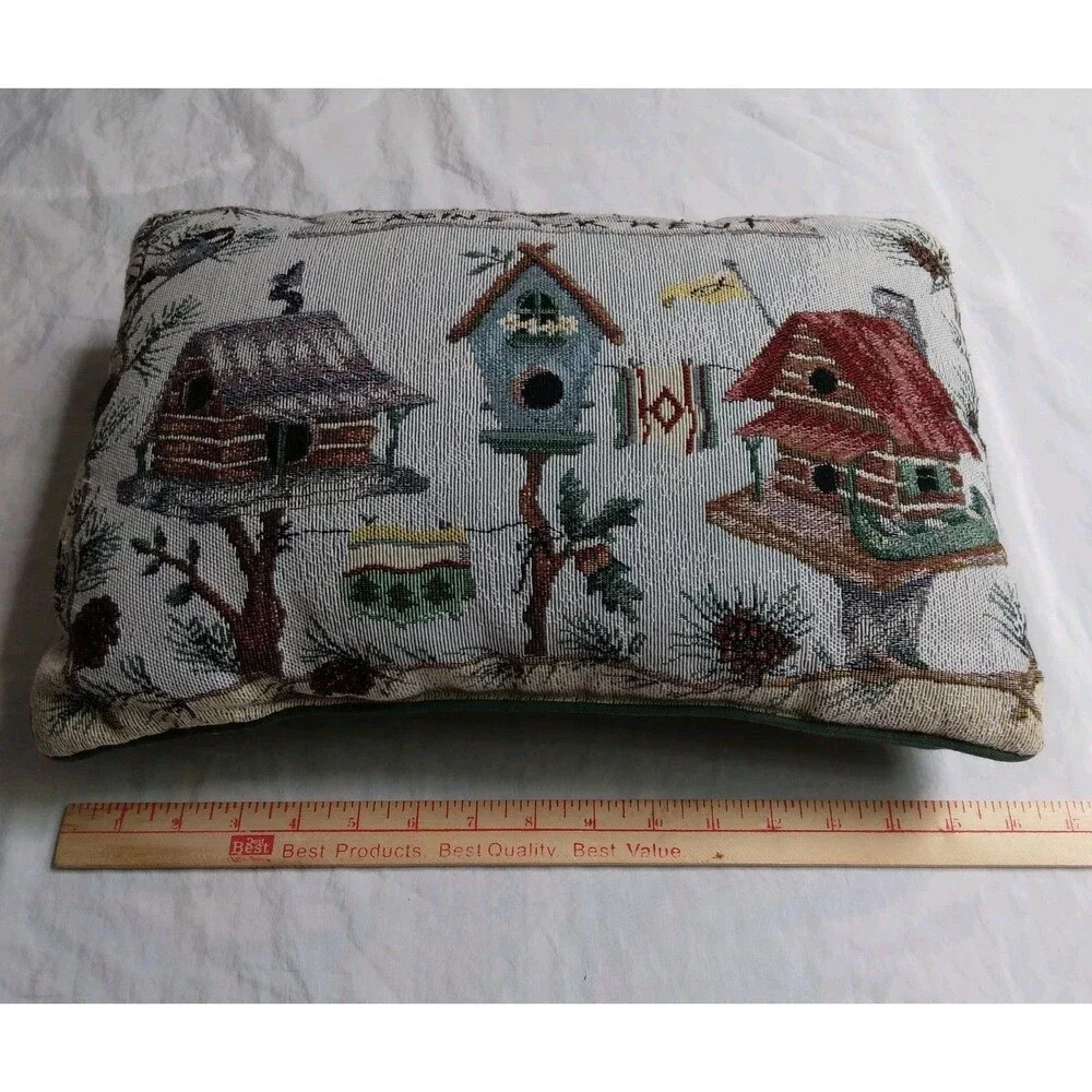 Cabins For Rent Bird House Tapestry Decorative Throw Pillow 16” Cottagecore Farm